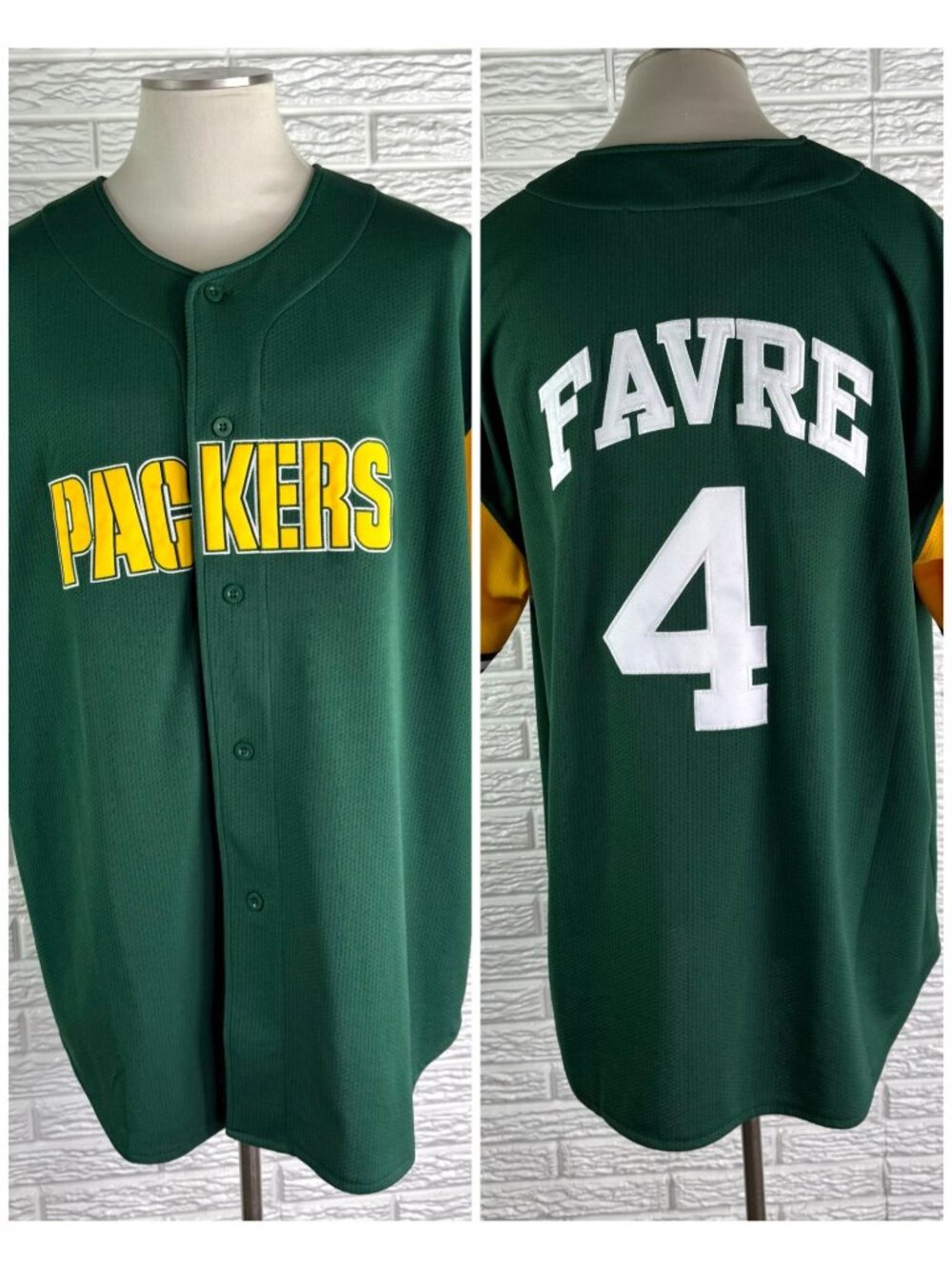 Vtg NFL Starter Green Bay Packers Brett Favre #4 QB Baseball Jersey Football 2X